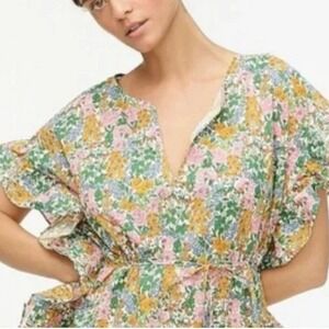 NWT J. Crew Small Liberty of London Floral Tunic Top Ruffled Tassel Belt